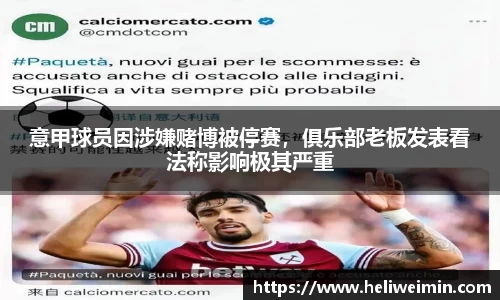 意甲球员因涉嫌赌博被停赛，俱乐部老板发表看法称影响极其严重