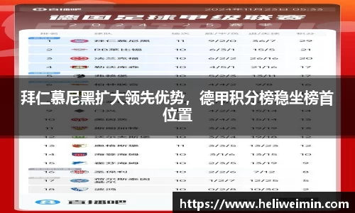 拜仁慕尼黑扩大领先优势，德甲积分榜稳坐榜首位置